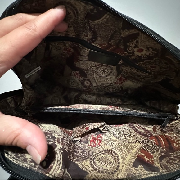 Patchwork Style Handbag Shoulder Bag Brown Black - Picture 11 of 13